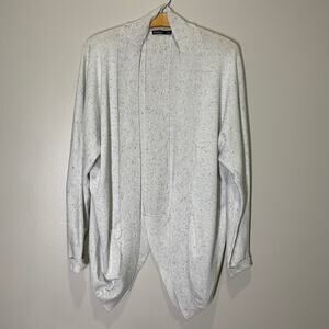 Solutions Gray Speckled Scoop Hem Open Front Cardigan Sweater Size L